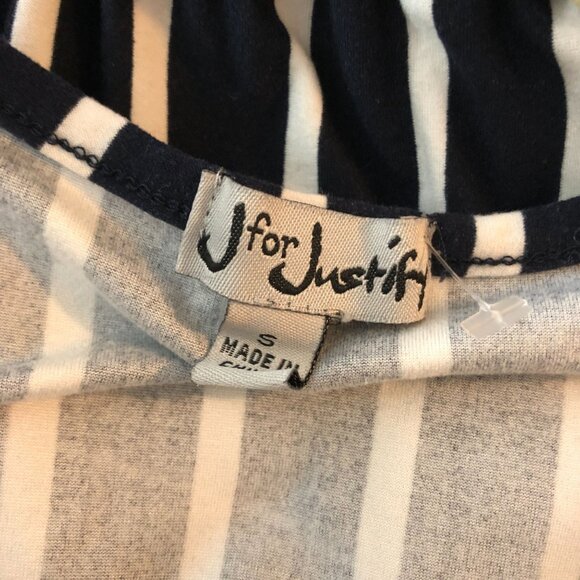 J For Justify Womens Black & White Striped Short Sleeve Faux Wrap Jumpsuit S - Picture 3 of 4